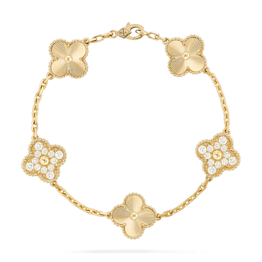 [CharmAmor]CLOVER BRACELET 5 MOTIFS GOLD DIAMOND