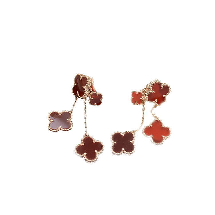 [CharmAmor]CLOVER EARRINGS CARNELIAN 4 MOTIFS PINK GOLD