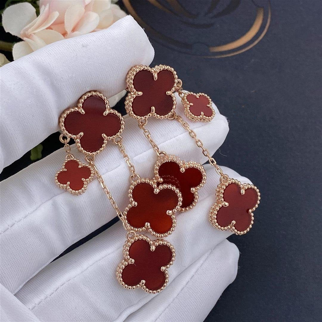 [CharmAmor]CLOVER EARRINGS CARNELIAN 4 MOTIFS PINK GOLD