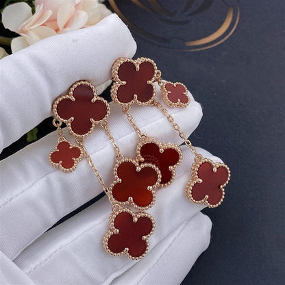 [CharmAmor]CLOVER EARRINGS CARNELIAN 4 MOTIFS PINK GOLD