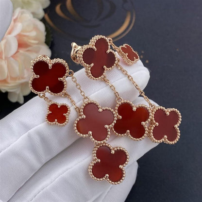 [CharmAmor]CLOVER EARRINGS CARNELIAN 4 MOTIFS PINK GOLD
