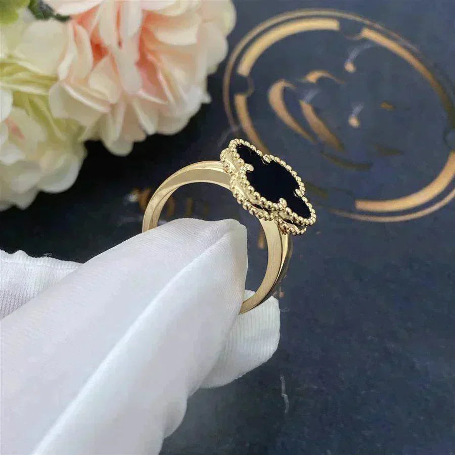 [CharmAmor]CLOVER ONYX RING