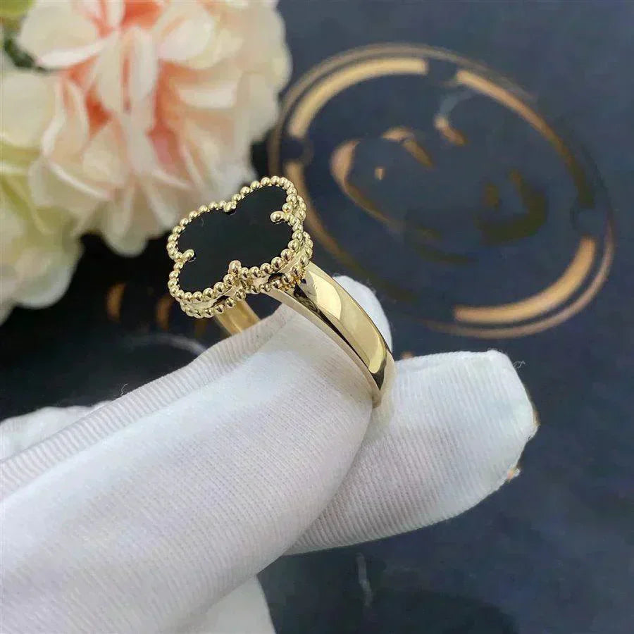 [CharmAmor]CLOVER ONYX RING