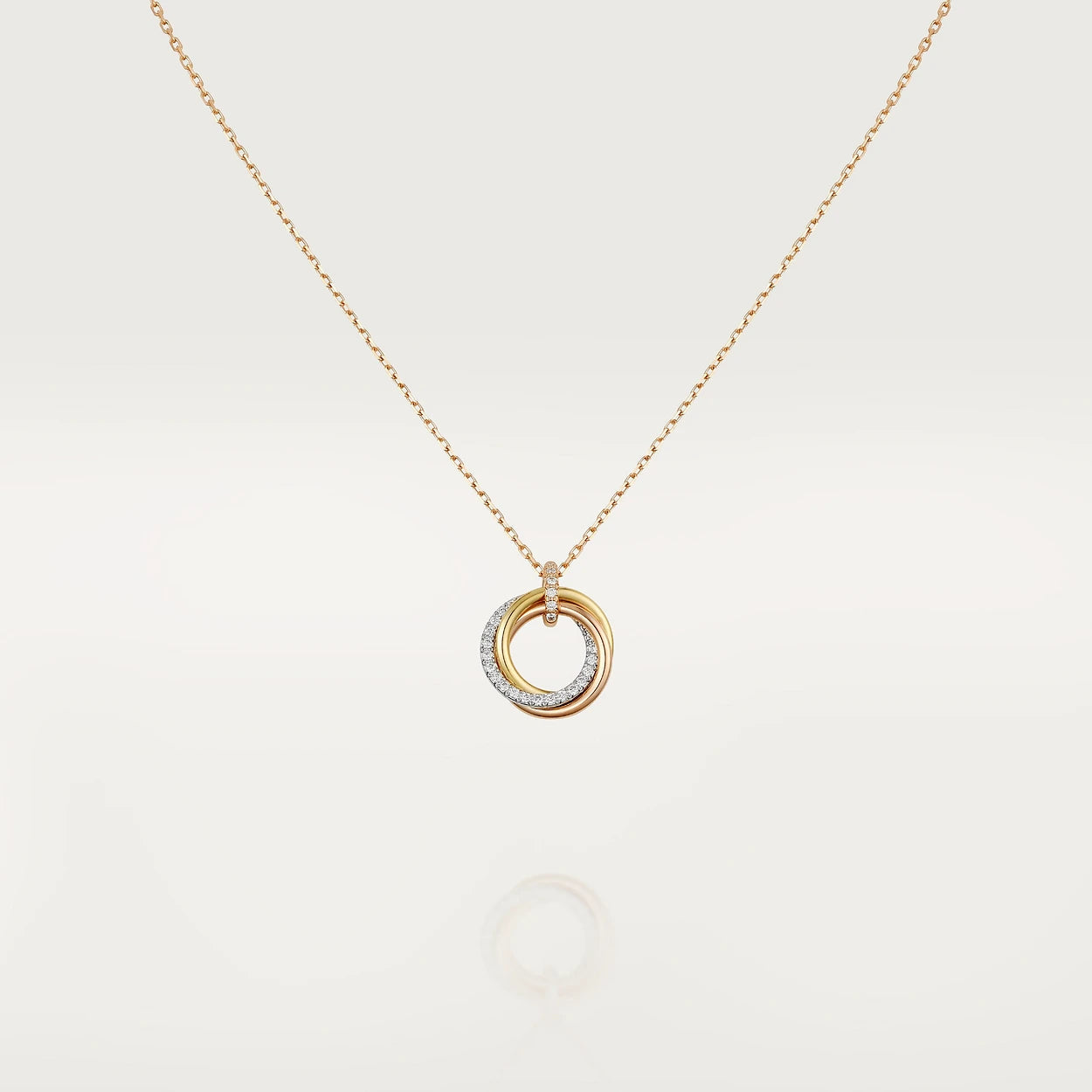 [CharmAmor]TRINITY NECKLACE SILVER GOLD PINK GOLD DIAMONDS