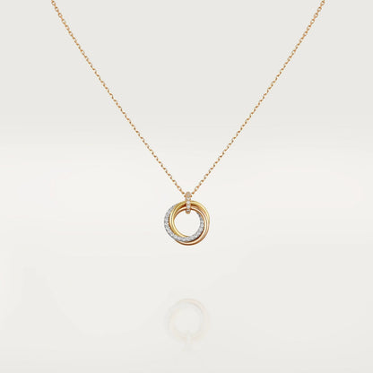 [CharmAmor]TRINITY NECKLACE SILVER GOLD PINK GOLD DIAMONDS
