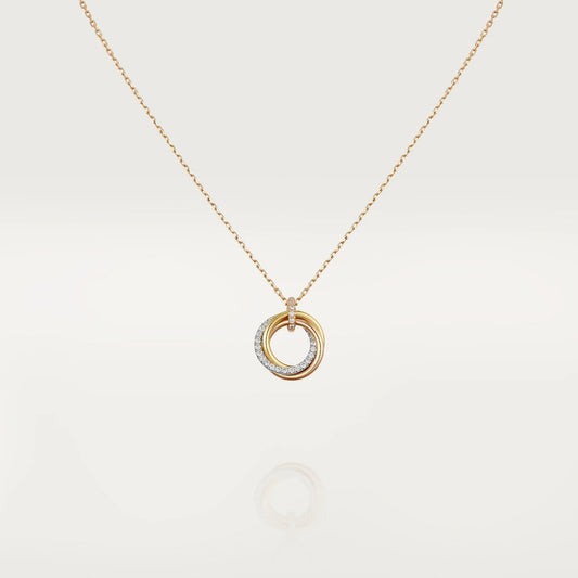 [CharmAmor]TRINITY NECKLACE SILVER GOLD PINK GOLD DIAMONDS