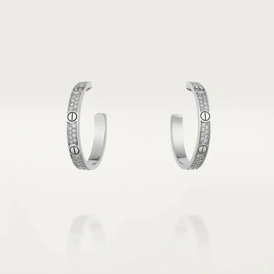[CharmAmor]LOVE DIAMOND SILVER HOOP EARRINGS
