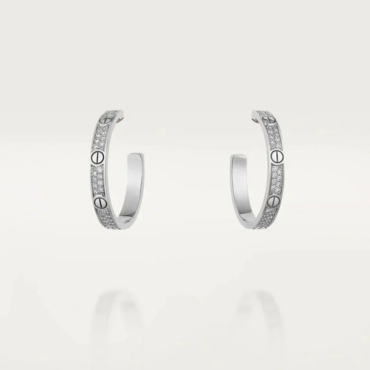 [CharmAmor]LOVE DIAMOND SILVER HOOP EARRINGS