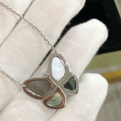 [CharmAmor]LARGE BUTTERFLY SILVER PENDANT DIAMOND NECKLACE