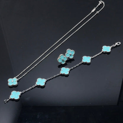 [CharmAmor]CLOVER 1 DIAMOND BLUE SKY SILVER EARRINGS