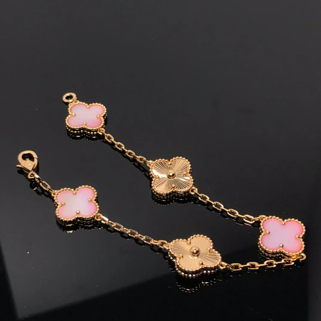 [CharmAmor] CLOVER 5 MOTIFS  PINK MOP BRACELET COLLECTION