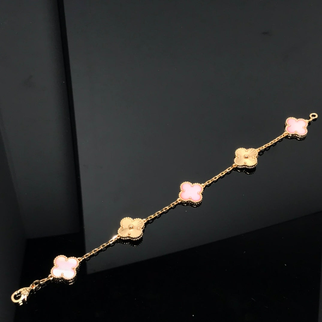 [CharmAmor]CLOVER BRACELET 5 MOTIF PINK AND PINK GOLD