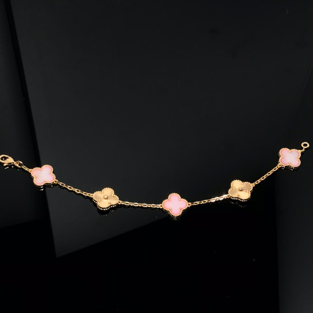 [CharmAmor]CLOVER BRACELET 5 MOTIF PINK AND PINK GOLD