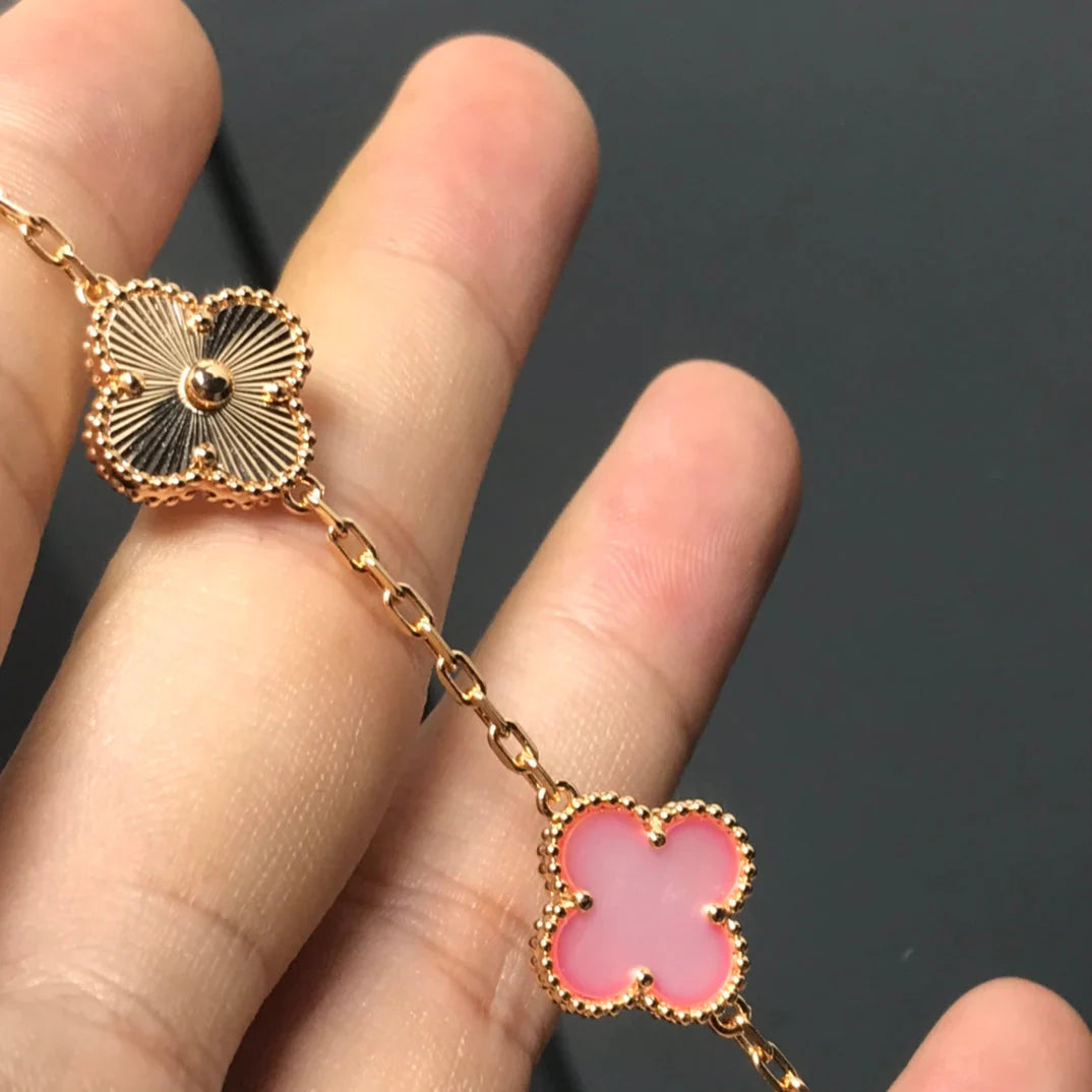 [CharmAmor] CLOVER 5 MOTIFS  PINK MOP BRACELET COLLECTION