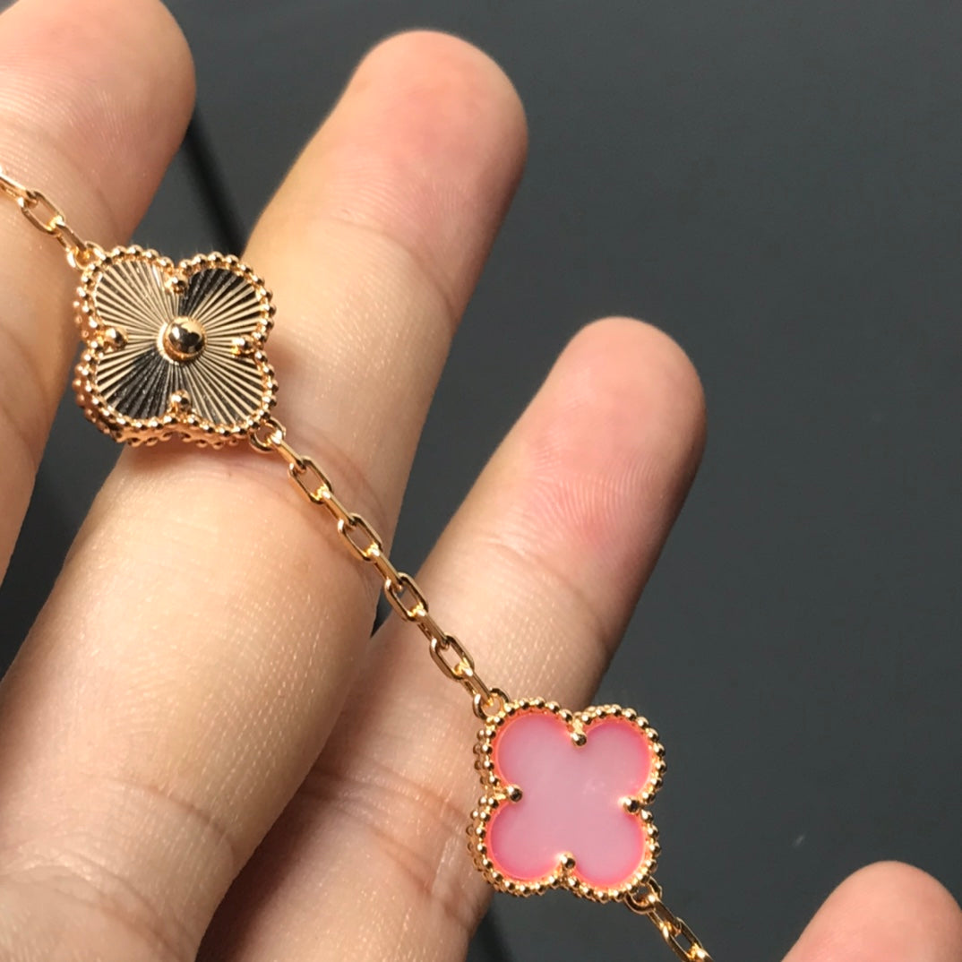 [CharmAmor]CLOVER BRACELET 5 MOTIF PINK AND PINK GOLD