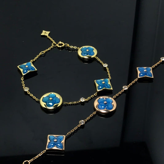 [CharmAmor]STAR AND SUN 4 MOTIF BLUE BRACELET