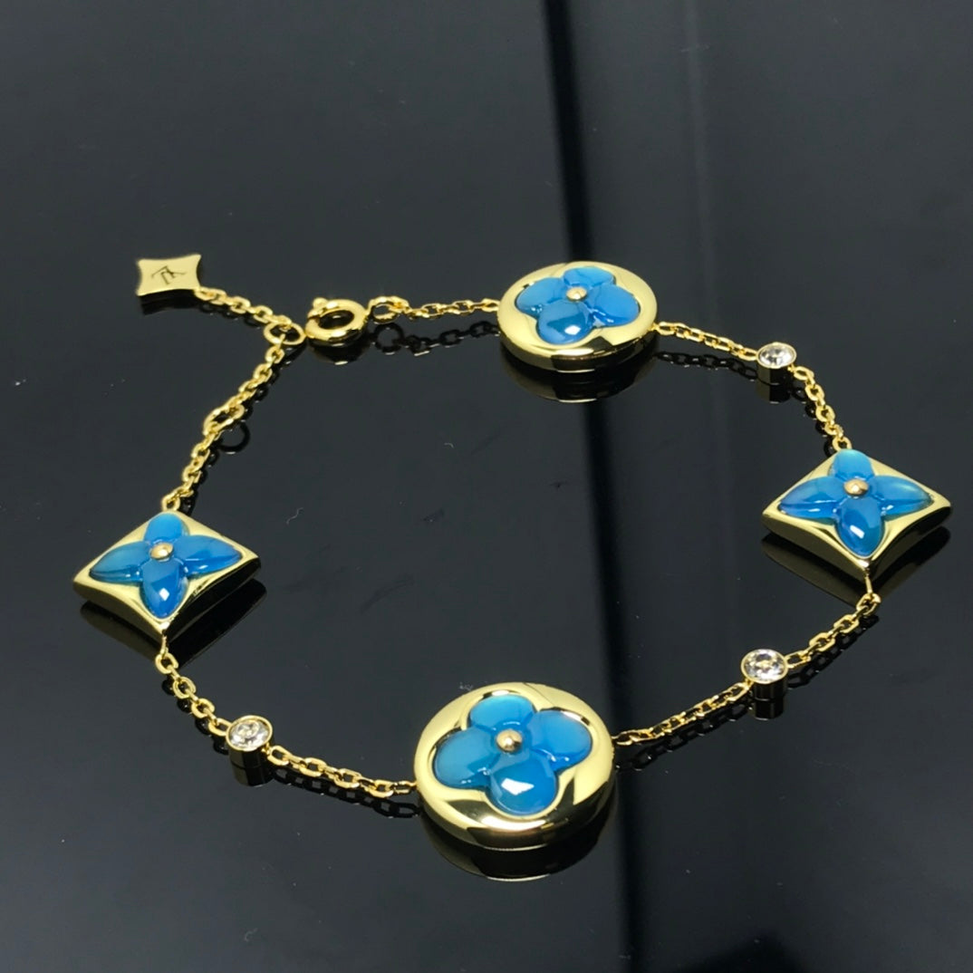 [CharmAmor]STAR AND SUN 4 MOTIF BLUE BRACELET