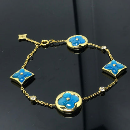[CharmAmor]STAR AND SUN 4 MOTIF BLUE BRACELET