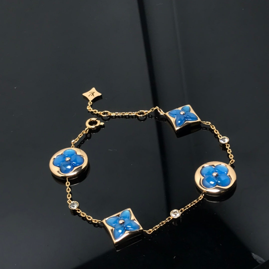 [CharmAmor]STAR AND SUN 4 MOTIF BLUE BRACELET