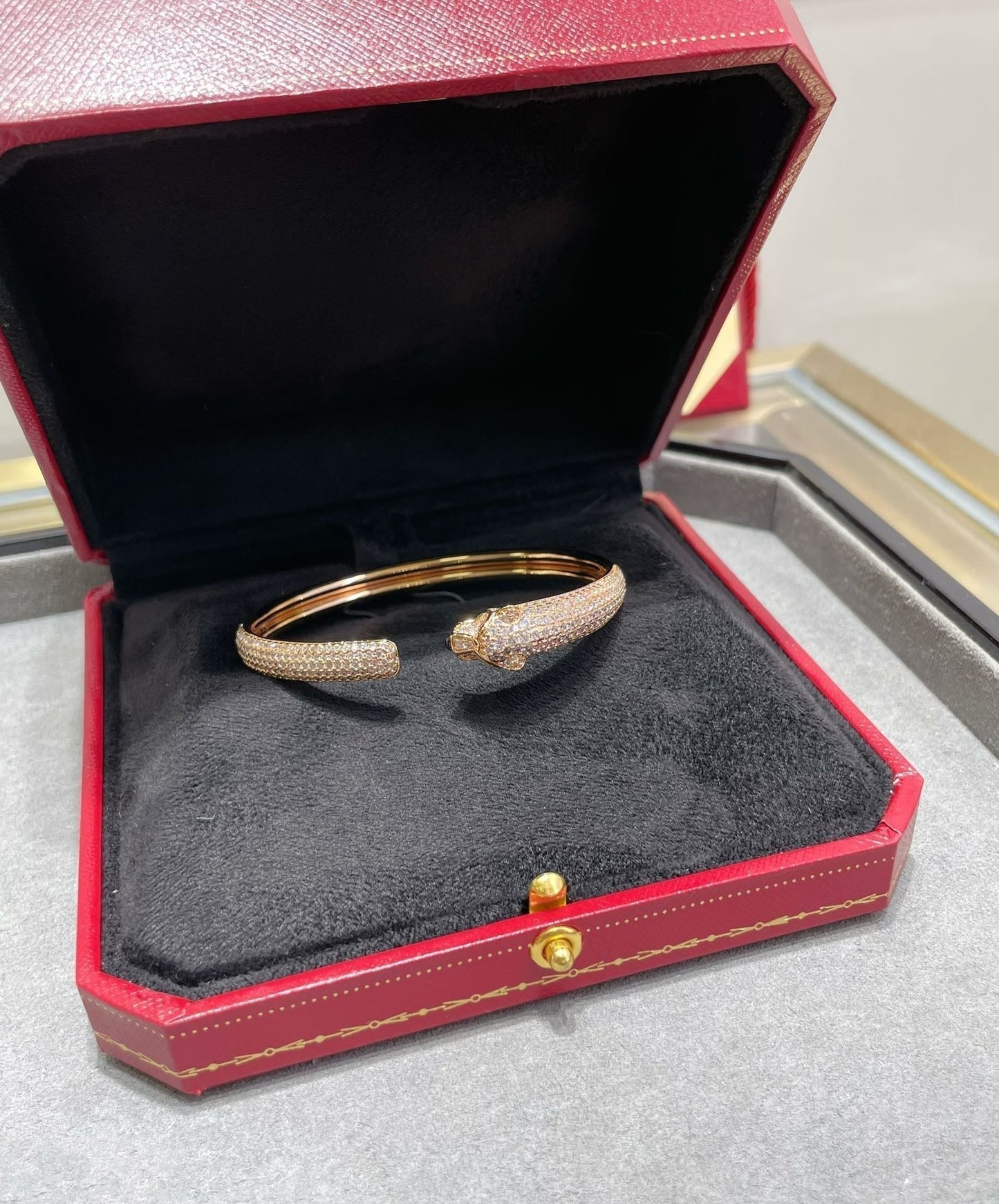 [CharmAmor]PANTHERE FULL DIAMOND OPEN BRACELET