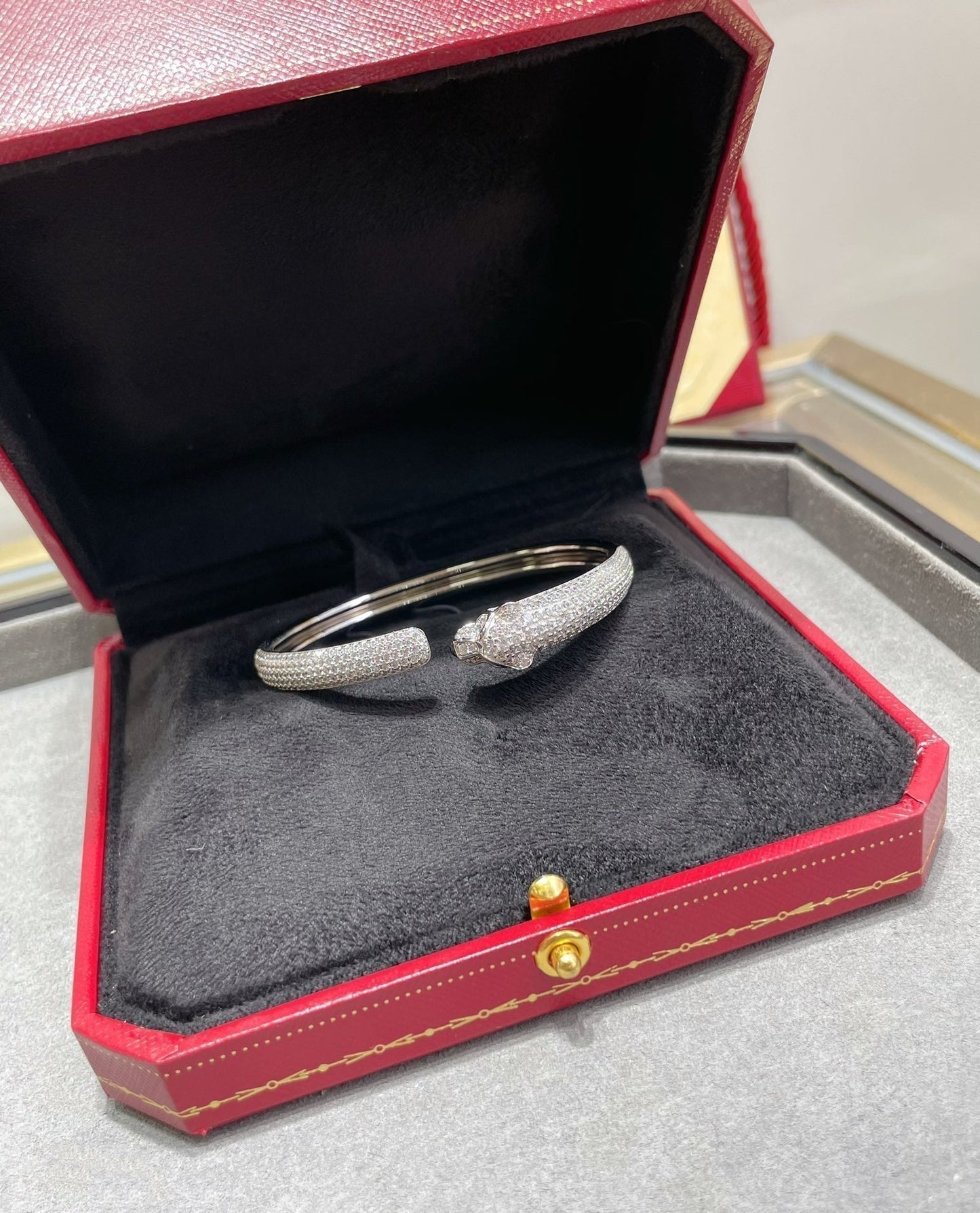 [CharmAmor]PANTHERE FULL DIAMOND OPEN BRACELET