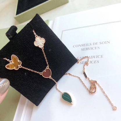 [CharmAmor]LUCKY SPRING 4 MOTIFS ROSE GOLD NECKLACE