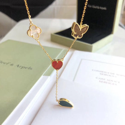 [CharmAmor]LUCKY SPRING 4 MOTIFS ROSE GOLD NECKLACE