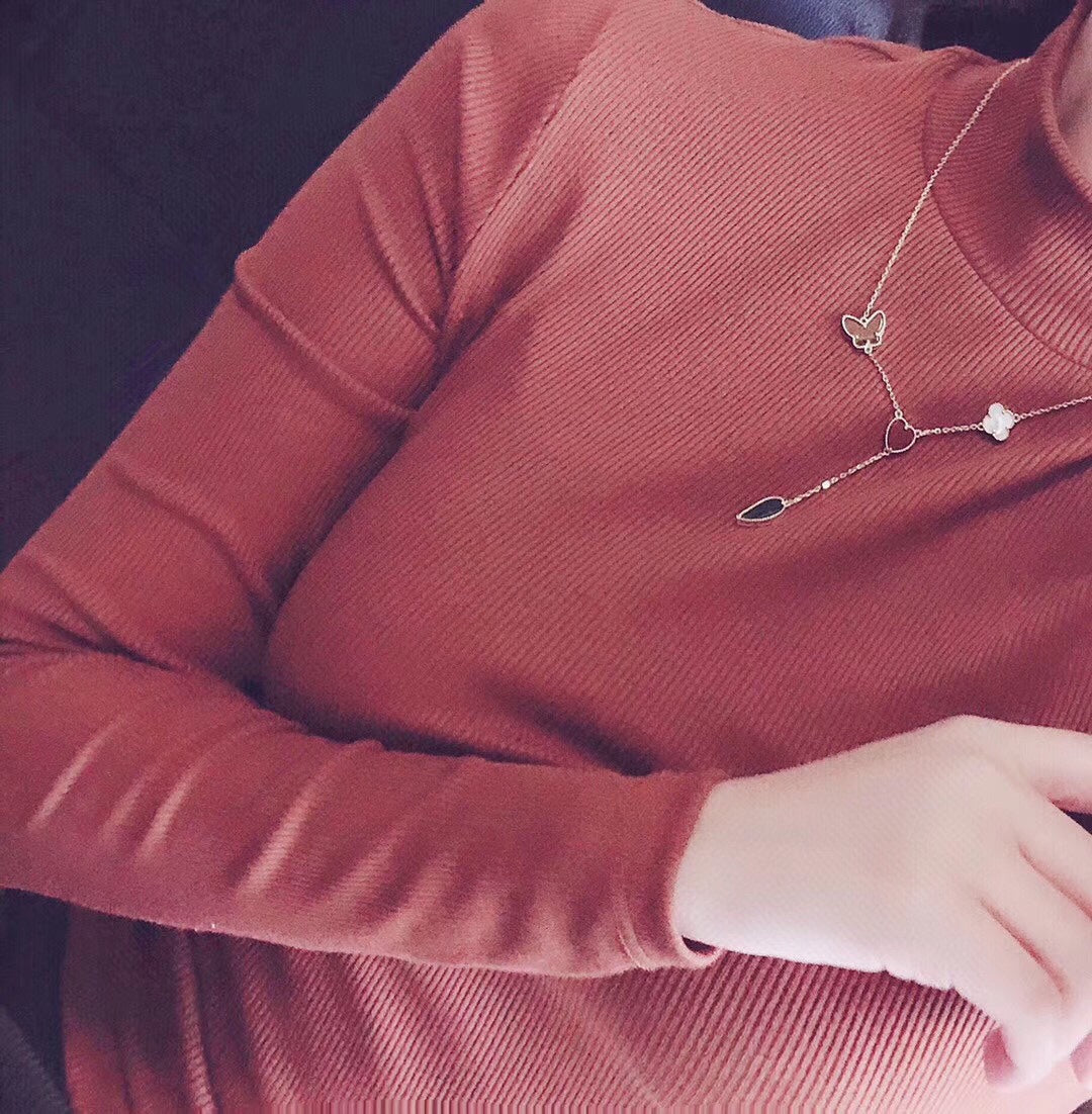 [CharmAmor]LUCKY SPRING 4 MOTIFS ROSE GOLD NECKLACE