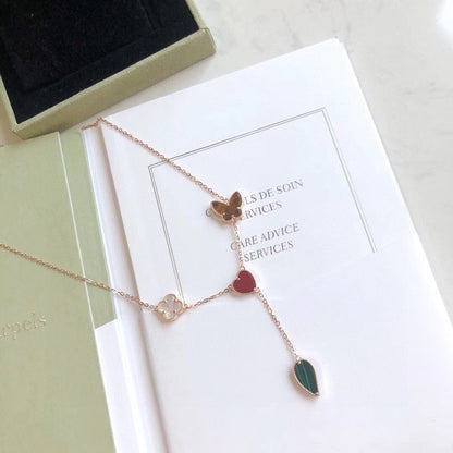 [CharmAmor]LUCKY SPRING 4 MOTIFS ROSE GOLD NECKLACE