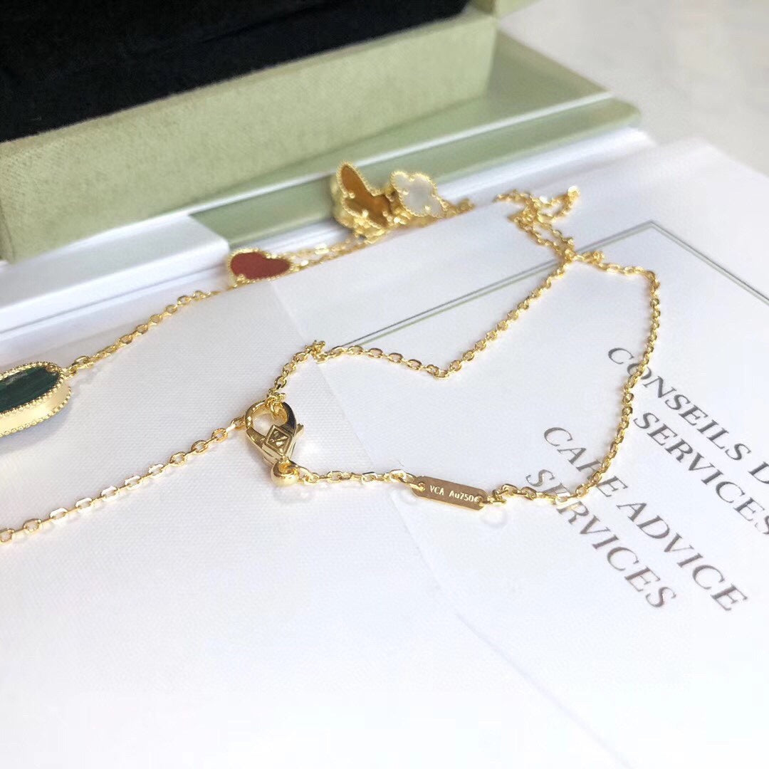 [CharmAmor]LUCKY SPRING 4 MOTIFS ROSE GOLD NECKLACE