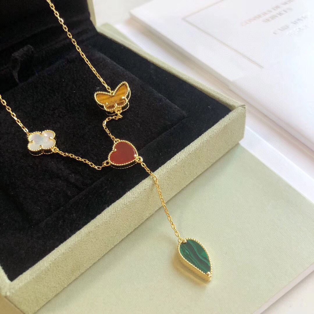 [CharmAmor]LUCKY SPRING 4 MOTIFS ROSE GOLD NECKLACE