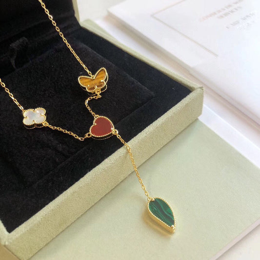[CharmAmor]LUCKY SPRING 4 MOTIFS ROSE GOLD NECKLACE