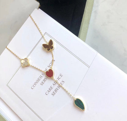 [CharmAmor]LUCKY SPRING 4 MOTIFS ROSE GOLD NECKLACE