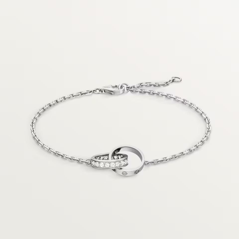 [CharmAmor]LOVE DOUBLE RING HALF DIAMOND BRACELET