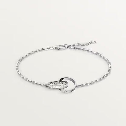[CharmAmor]LOVE DOUBLE RING HALF DIAMOND BRACELET
