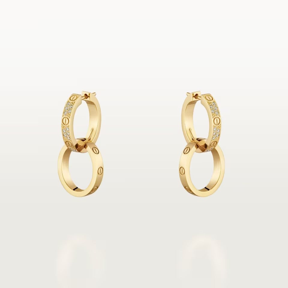 [CharmAmor]LOVE 3.3MM DANGLE HALF DIAMOND EARRINGS