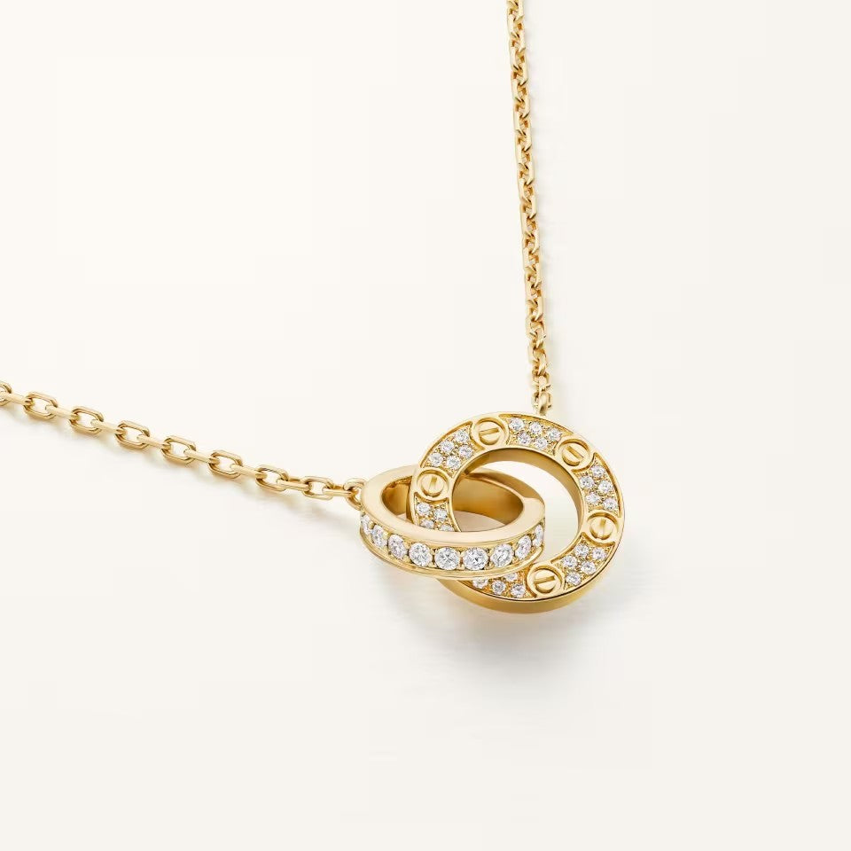 [CharmAmor]LOVE  FULL DIAMOND PENDANT NECKLACE