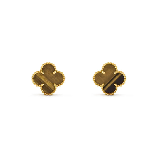 [CharmAmor]CLOVER MEDIUM 1 MOTIFS TIGER EYE EARRINGS