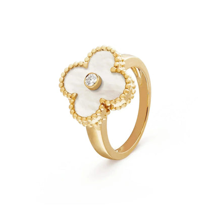[CharmAmor]CLOVER PINK MOP RING GOLD DIAMOND