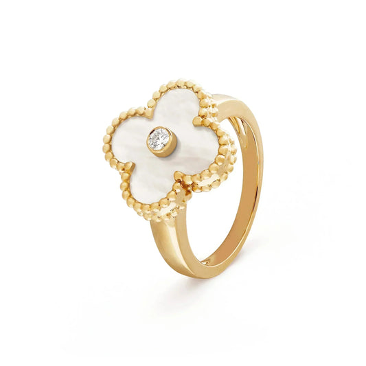 [CharmAmor]CLOVER PINK MOP RING GOLD DIAMOND