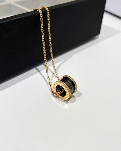 [CharmAmor]ZERO 1 BLACK CERAMIC DIAMOND PINK GOLD NECKLACE
