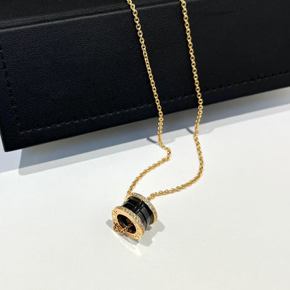 [CharmAmor]ZERO 1 BLACK CERAMIC DIAMOND PINK GOLD NECKLACE