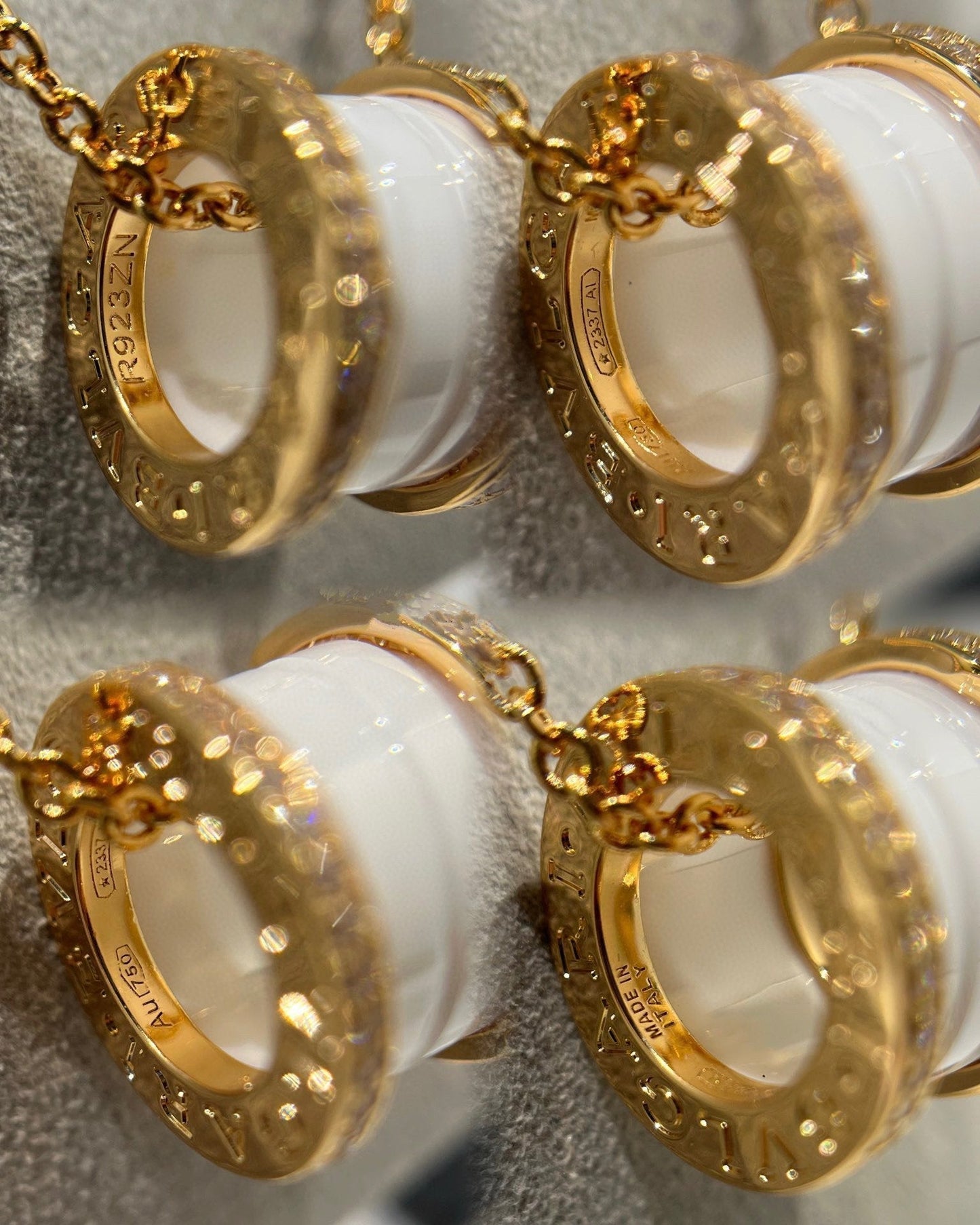 [CharmAmor]ZERO 1 WHITE CERAMIC DIAMOND PINK GOLD NECKLACE